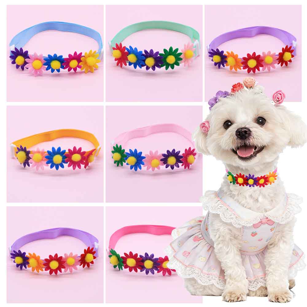 Dog Bandana Scarf - 50PCS Colorful Dog Bowties Flower Accessories