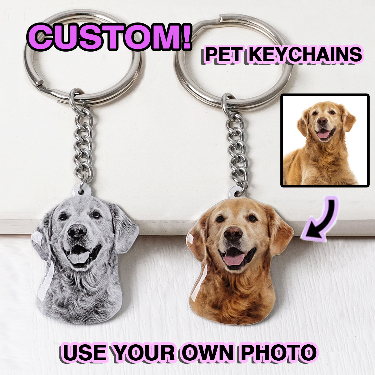Custom Pet Photo Keychain Pers - Pet Supplies Store のレビューと価格