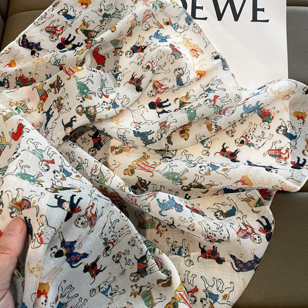 1pcs Cartoon Dog Print Silk Sc - Dog Bandana Scarf のレビューと価格