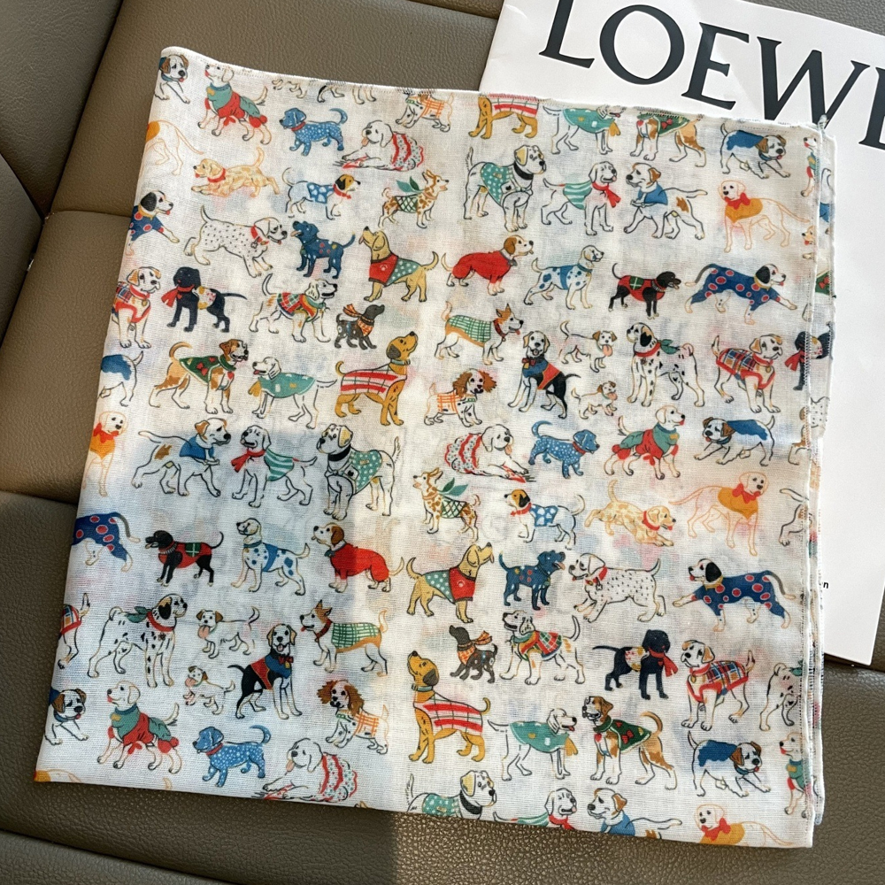 1pcs Cartoon Dog Print Silk Sc - Dog Bandana Scarf のレビューと価格