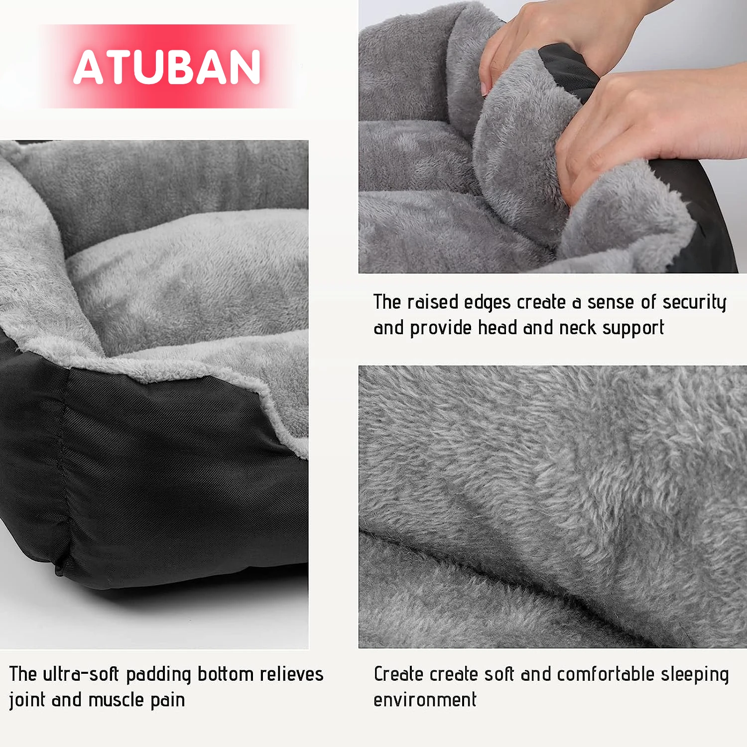 Soft Square Large Dog Sofa Ela - Calming Dog Bed のレビューと価格