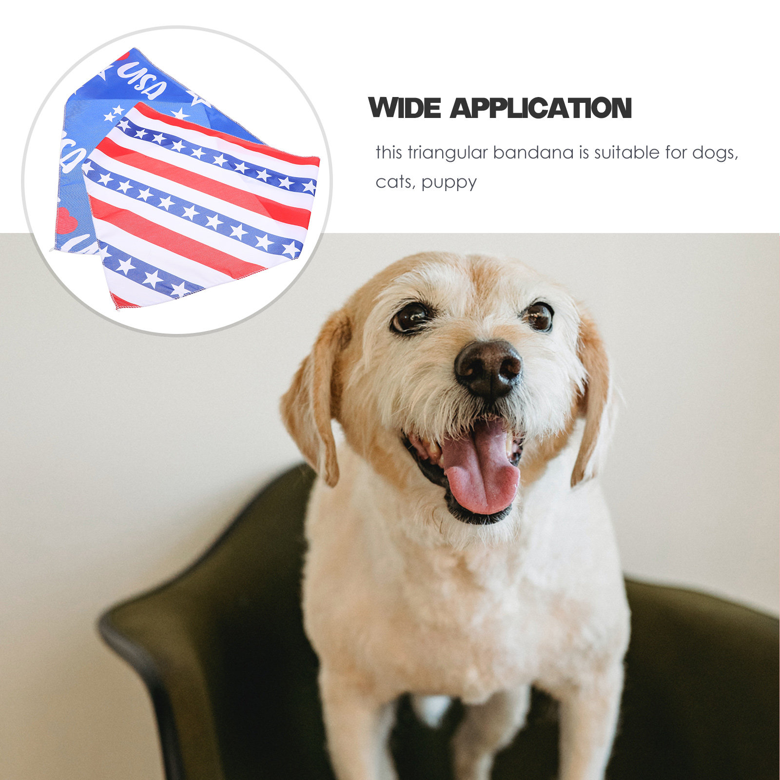 2Pcs Pet Bandana American Flag - Dog Bandana Scarf のレビューと価格