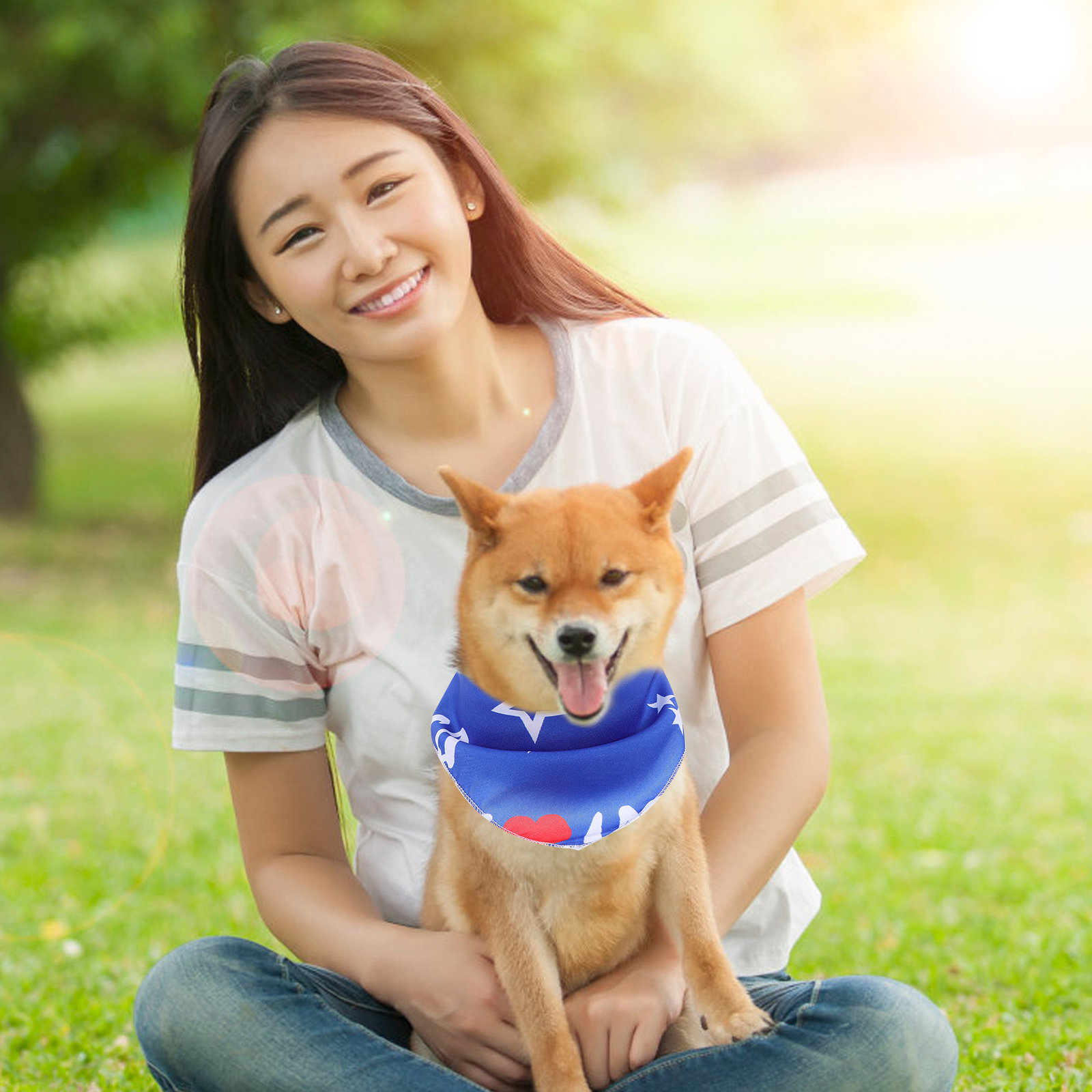 2Pcs Pet Bandana American Flag - Dog Bandana Scarf のレビューと価格
