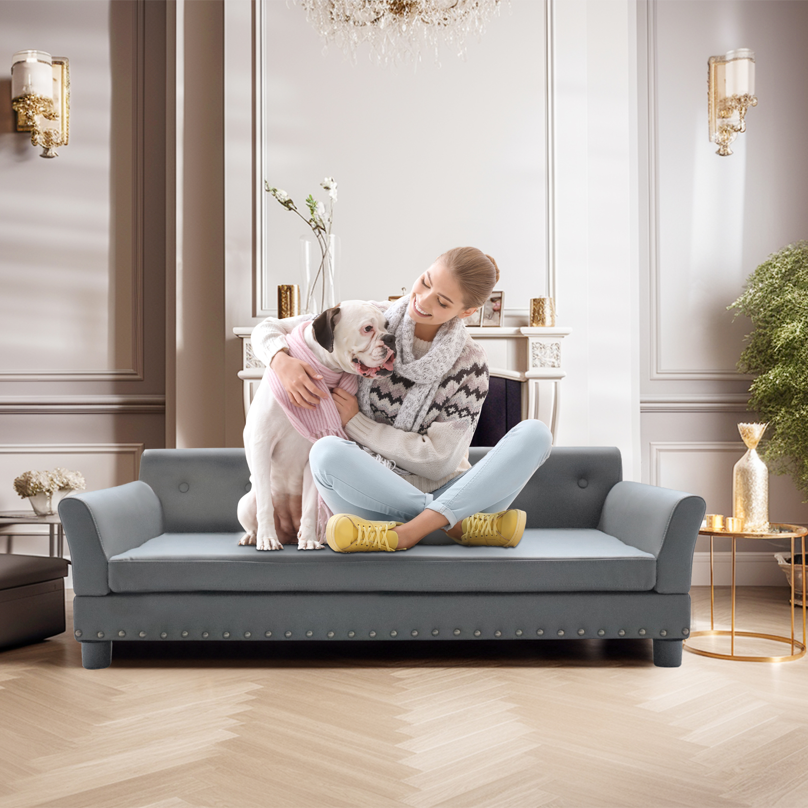 BINGOPAW Rectangle Pet Bed for - Calming Dog Bed のレビューと価格
