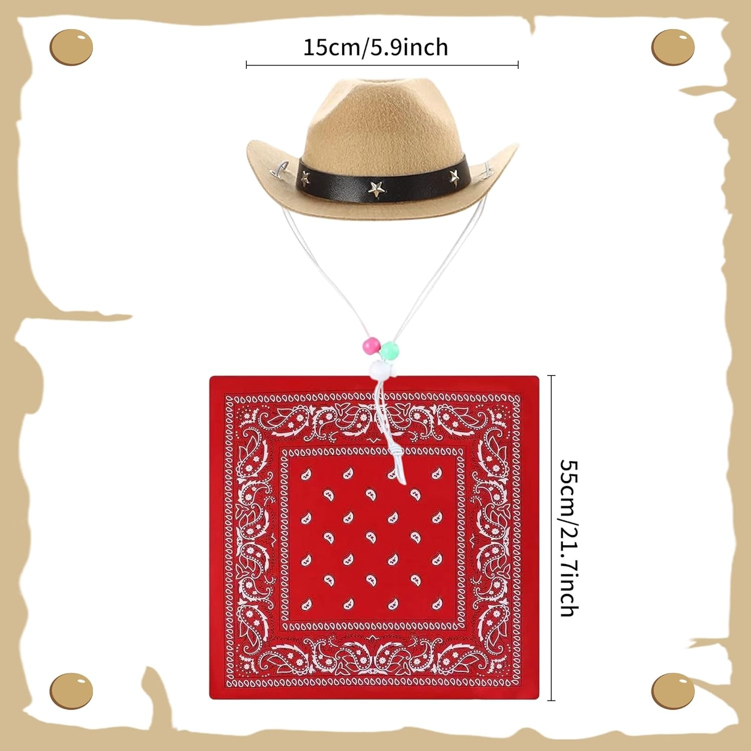 RGT Pet Cowboy Hat Dog Western - Dog Bandana Scarf のレビューと価格