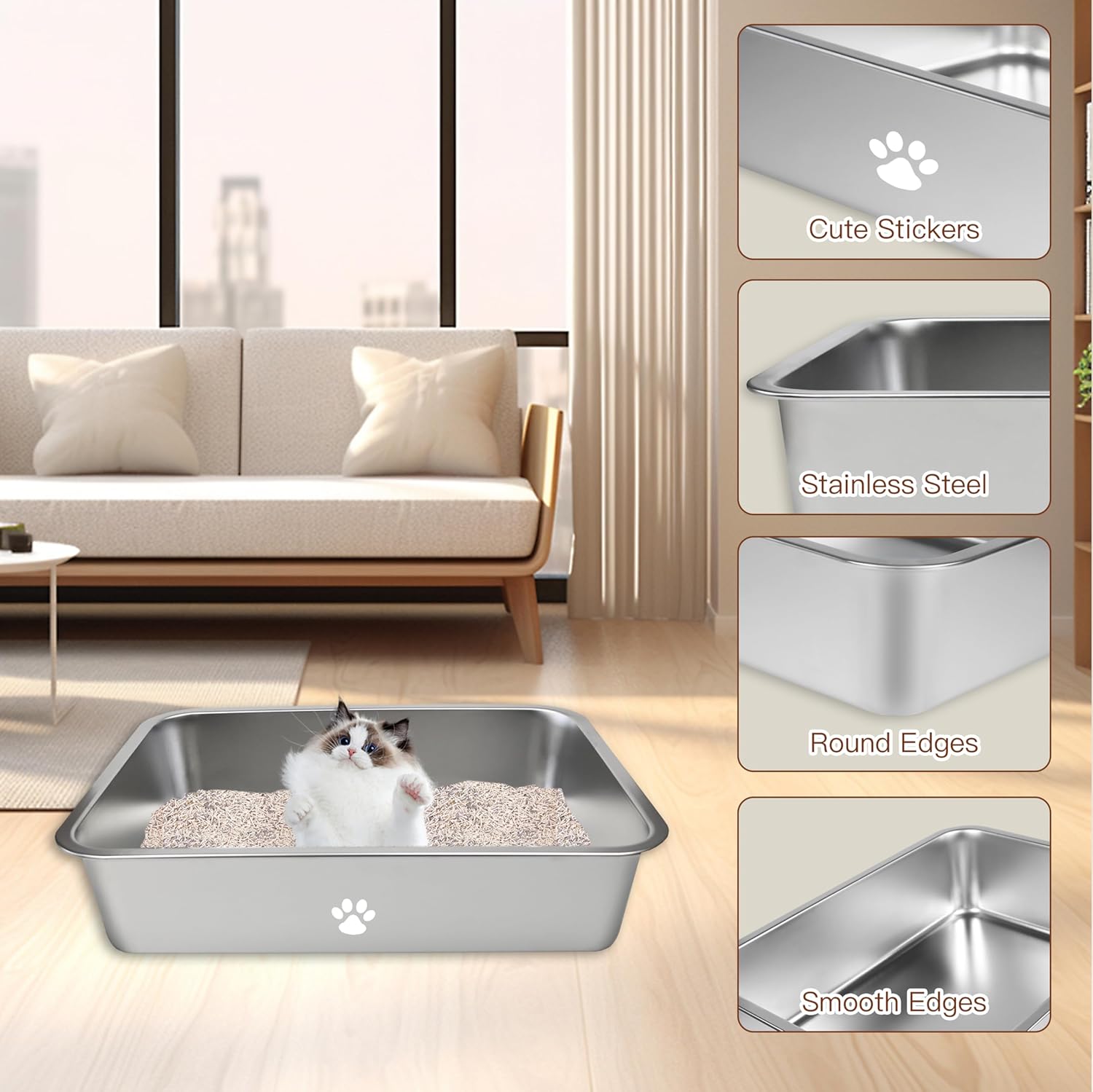 Stainless Steel Cat Litter Box - Pet X Supplies & Tack Howell Photos のレビューと価格