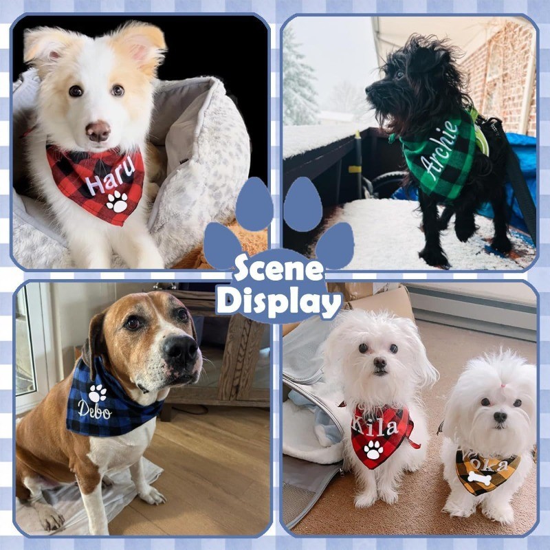 Embroidery Name Dog Bandana Cu - Dog Bandana Scarf のレビューと価格