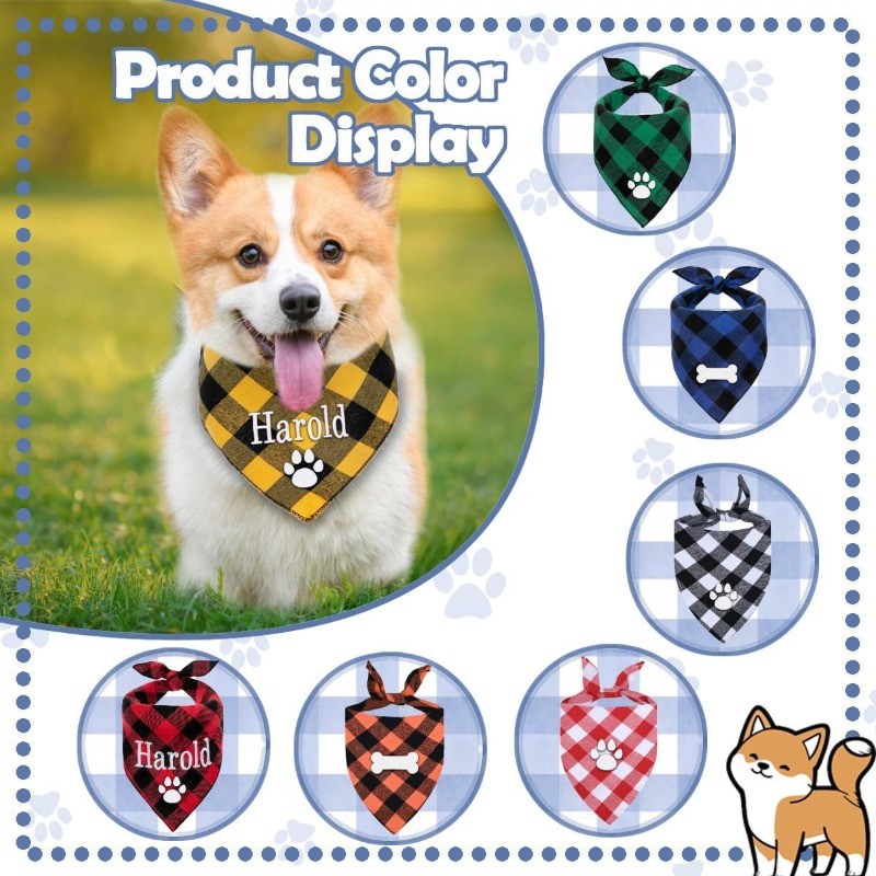 Embroidery Name Dog Bandana Cu - Dog Bandana Scarf のレビューと価格