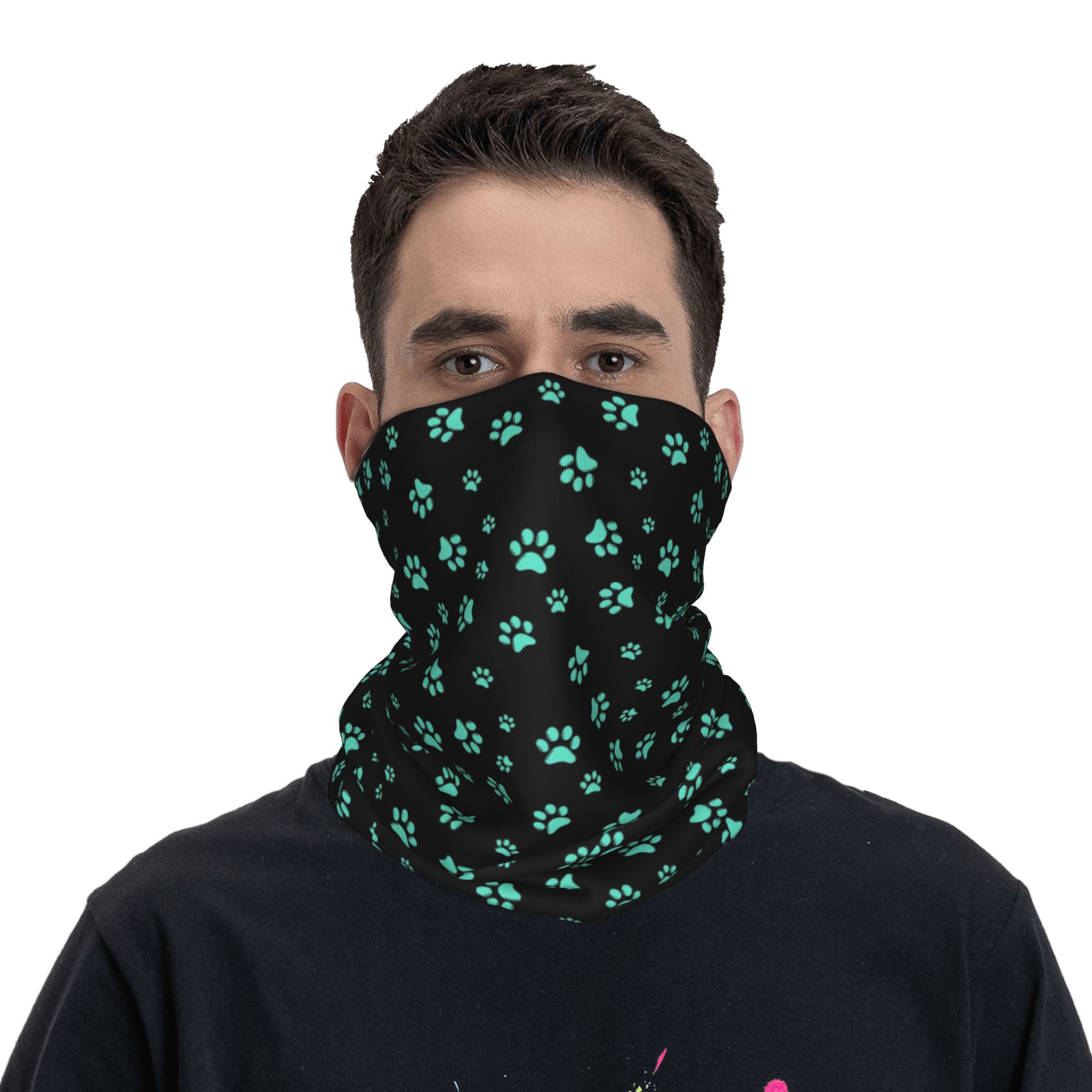 Custom Aqua Dog Paw Print Patt - Dog Bandana Scarf のレビューと価格